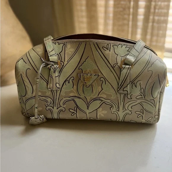 Prada Saffiano Leather Green Bauletto Bag - Picture 10 of 16